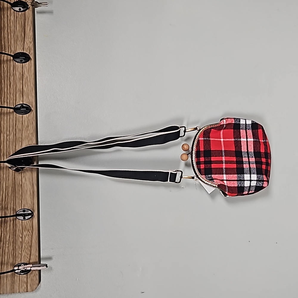 Small plaid flannel crossbody clutch